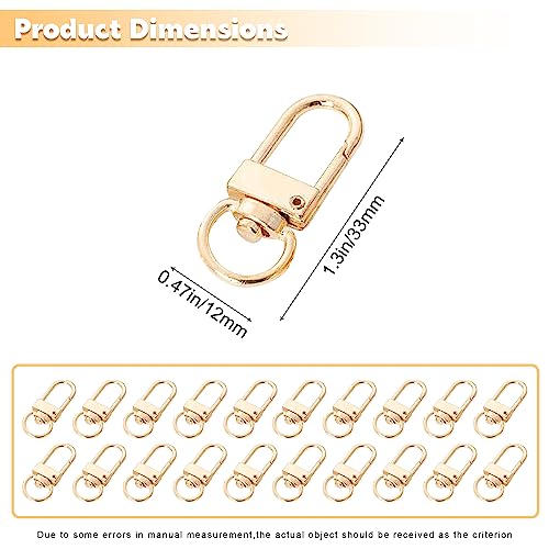 20 Pack Gold Metal Lobster Claw Clasps, 360° Swivel Lanyard Snap Hooks Lobster Clasp for Keychains, Key Chain Hooks for Jewelry Making Purse Bags DIY Crafts Pet Collar - color: Gold