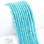 Natural Blue Turquoise Heishi Spacer Beads Loose Semi Precious Flat Round Gemstone Disc Shape Stone for Beading Jewelry Making 4x2mm 15.5" - color: Blue Turquoise