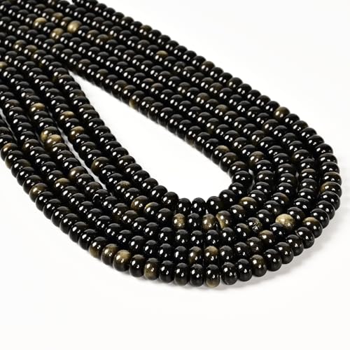 ICAI Natural 5x8mm Rondelle Beads, Abacus Disk Stone Spacer Gemstone Beads for DIY Bracelet Necklace Jewelry Making (Golden Obsidian) - color: Golden Obsidian, size: 5x8