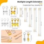 22PCS Gold Silver Necklace Magnetic Clasps Chain Extenders for Women Layering Separators Polished Alloy Set for Necklaces Bracelets Anklets - color: 22PCS gold silver