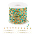 UMAOKANG 33ft/10m Turquoise Enamel Bead Chains for Jewelry Making Gold Plated Stainless Steel Jewelry Chain Roll - color: Gold-Turquoise Enamel
