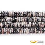 GEM-Inside 2x6mm Natural Webbed Black Picasso Jasper Stone Agate Heishi Disc Rondelle Spacer Beads for Jewelry Making Full 15" Strand Energy Stone Healing Power Crystal - color: Black Picasso Jasper