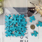 Turquoise Cross Beads for Bracelet Making - 25pcs 30x36mm Natural Semi-Precious Gemstone Loose Spacer Beads for Jewelry, Beading, Earrings & DIY Handmade Crafts - color: Turquoise Cross 30*36mm