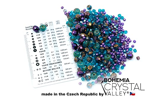 1.8oz (50g) of Blue Purple Mix of Czech Faceted Fire Polished Beads (Round, Catherdal, Rondelle) - color: Mix 04 Blue, size: 50 g