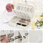 jiemei Jewelry Box, Travel Jewelry Organizer Cases with Doubel Layer for Women’s Necklace Earrings Rings and Travel Accessories(White) - color: White