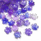50Pcs Cherry Blossom Acrylic Flower Beads, Mini Floral Spacer Beads for Jewelry Making 5-Petal Gradient Flower Bead Gold-Plated Flowers Bead Charms for Bracelets (Blue-Violet Gradient) - color: Blue-Violet Gradient