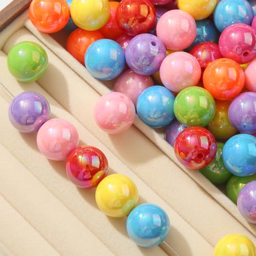 20mm Ab Rainbow Acrylic Beads 180pcs Chunk Bubblegum Bead Color Beadable Pen Ball Beads for Pen Bag Jewelry Making Necklace Bracelets(Rainbow ab) - color: rainbow color