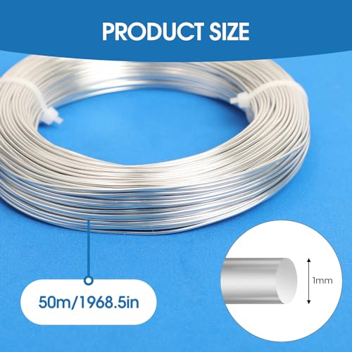 18 Gauge Aluminum Craft Wire, 164FT Bendable Metal Wire for Jewelry Making, Wreath Making, Beading - Silver