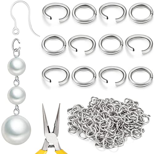 200pcs Open-Connectors for Safety Non-Allergenic Plastic Earring Hooks Ear Wire Anti Allergy Hooks Earring Findings DIY Jewelry Making for Sensitive Ears (Steel-Connector-200pcs) - color: Steel Connector 200pcs