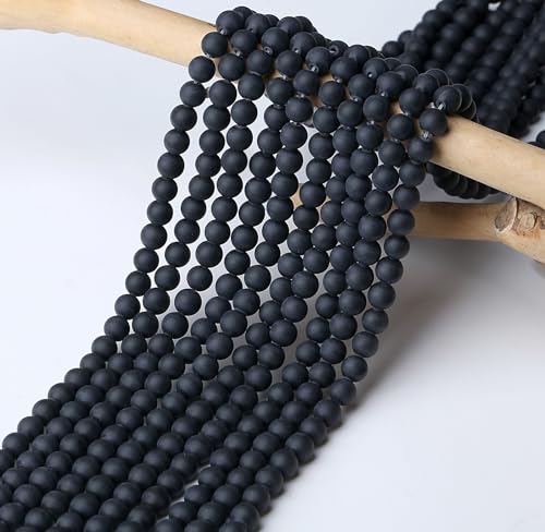 Natural Matte Black Obsidian Beads 100Pcs 8mm Crystal Beads Loose DIY Round Stone Bead for Bracelet Necklace Earrings Making - color: C-Matte Black Obsidian, size: 100pcs