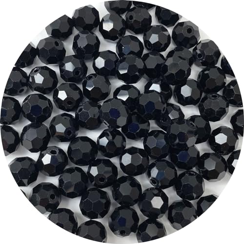 400pcs 4mm Faceted Crystal Glass Beads Round Spacer Beads for Jewelry Making DIY Craft Making Necklace Bracelet Earring Wind Chimes Suncatchers Ornament(504-Black) - color: 504-Black, size: 4MM