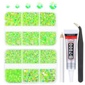 qiipii Light Green AB Resin Rhinestones for Crafting Fluroscent Green Flatback Jelly Stones 2mm 3mm 4mm 5mm 6mm Diamonds Gems for Face Eyes Makeup Tumblers Mugs Bottles DIY Crafts Clothes Shoes Phones - color: Fresh Green AB