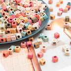 900pcs Square Colorful and Gold Letter Beads Acrylic 6x6mm Cube Beads for Bracelets Necklaces and Jewelry Making Alphabet Bead - color: Colorful-Gold