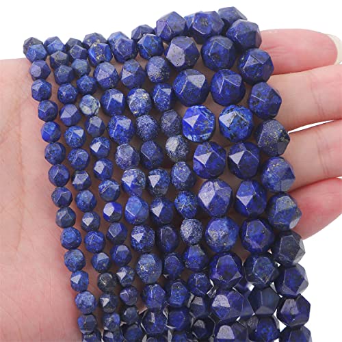 BEADIA Faceted Natural Lapis Lazuli Stone Round Beads 6mm 36cm/Strand for Jewelry Making - color: Lapis Lazuli, size: 6mm