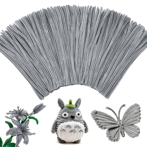 Gray Pipe Cleaners Craft Bulk,Arts Crafts,Sensory Toys,Chenille Stems Art Supplies for Projects Creative DIY Room Decor,Christmas Decorations,Fidget Toys for Ages 8-13,DIY Cute Grey Animals - color: Gray