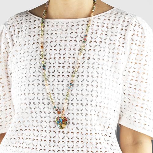 Long Necklaces for Women Boho, Oval Waterdrop Turquoise Pendant, Natural Stone Beaded, Handmade,Vintage & Elegance, Boho Fashion Charm Beaded Necklace for Women - style: E-Jasper Pendant