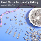 400Pcs Metal Spacer Beads for Jewelry Making, Silver & Gold Plated Findings for Bracelet, Small Hole, Mixed Style (Silver) - color: Silver