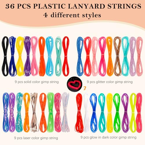 PP OPOUNT Gimp String Craft Kit, 318 PCS Lanyard String Kit with Beads, Pendants & Keychain Accessories, DIY Bracelet Making Kit for Friends, Christmas Gift & Holiday Craft Set - size: 354 Feet