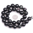 14mm Natural Black Obsidian Beads Round Gemstone Loose Beads for Jewelry Making 15" - color: Black Obsidian, size: 14mm