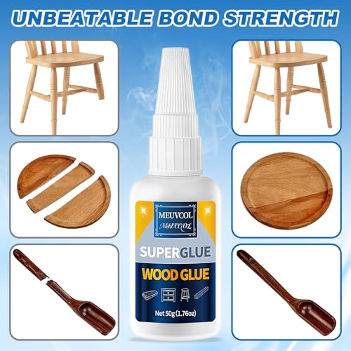 Meuvcol Extra Strong Wood Glue, 100g Fast Drying Clear Wood Adhesive for DIY Crafts, Heavy Duty Furniture Repair & Garden Projects - size: 100g, style: Wood Glue
