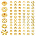 300 Pcs Gold Spacer Beads for Jewelry Making, 6 Styles Zinc Alloy Gold Beads for Bracelets Include Flower Snowflake Donut Bicone Decorative Gold Bracelet Bead for Craft DIY Necklace Earring Supplies