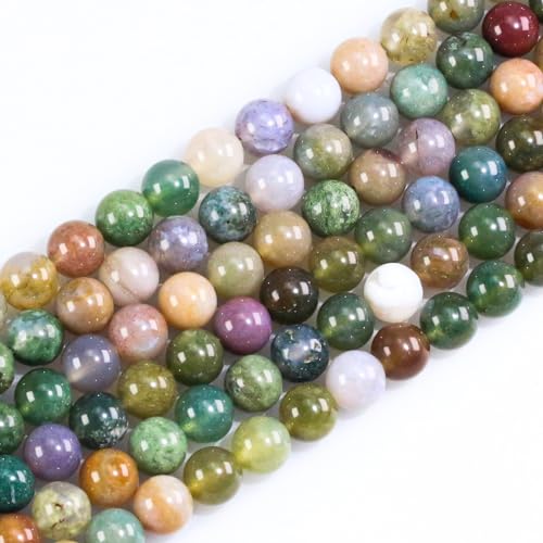 4mm Natural Gemstone Round Inidan Agate Beads for Jewelry Making Small Crystal Beads for Bracelets Necklace Earrings Crafts (15"/Strand) - color: Indian Agate, size: 4mm (15"/Strand)