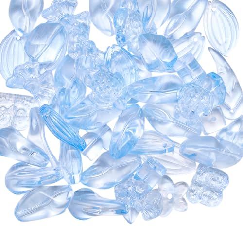 100G Glass Assorted Beads for Jewelry Making Gradient Heart Flower Bear Turtle Butterfly Cute Beads for DIY Bracelet Necklace Earrings Keychains Craft Making - color: Light Sky Blue