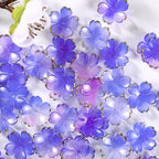 50Pcs Cherry Blossom Acrylic Flower Beads, Mini Floral Spacer Beads for Jewelry Making 5-Petal Gradient Flower Bead Gold-Plated Flowers Bead Charms for Bracelets (Blue-Violet Gradient) - color: Blue-Violet Gradient