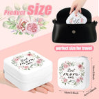 Kacctyen 12 Pieces Best Mom Ever Mini Travel Jewelry Case Bulk Mother's Day Church Gifts Watercolor Flowers Women Party Favor Gift for Secretary Girls Leather Travel Jewelry Case - color: Green Leaves and Flowers