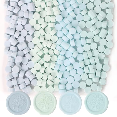 400Pcs Light Blue Mix Wax Seal Beads, Pale Blue with 3 Color SealingWax Beads Set for Wax Seal Stamp, Decor for Envelope Letter Wedding Invitation(Light Blue Mix) - color: Light Blue Mix