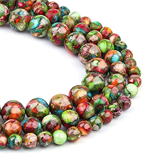 Natural Stone Beads 8mm Green Red Imperial Jasper Polished Round Smooth Gemstone Beads for Jewelry Making Adults 15 Inch(Green Red Imperial Jasper,8mm) - color: Green Red Imperial Jasper, size: 8mm