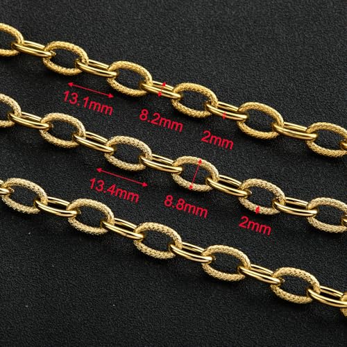 UMAOKANG 2 Yard Gold Plated Chains for Jewelry Making Stainless Steel Oval Chain on Spool Jewelry Making Chains Bulk - color: Oval (Gold)