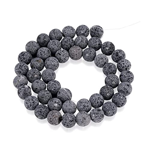 Craftdady 8mm Unwaxed Natural Lava Stone Beads 460Pcs Round Volcanic Rock Gemstone Loose Beads Energy Healing Chakra Beads for Jewelry Craft Essential Oil Bracelet - color: Dark Gray, size: 8mm