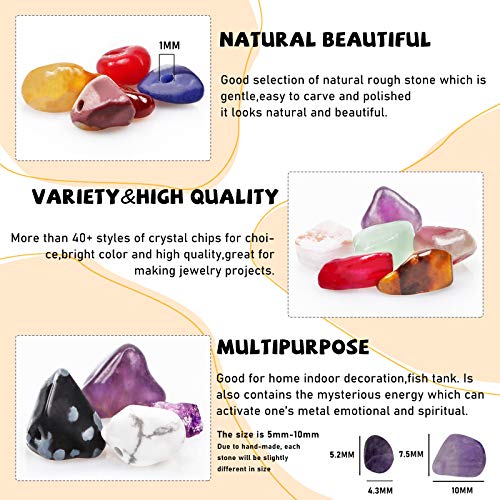 500 pcs Natural Chip Stone Beads, Alabaster 5-8 mm Irregular Gemstones Healing Crystal Loose Rocks Bead Hole Drilled for Jewelry Making Bracelet - color: Alabaster