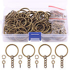 Swpeet 360Pcs 6/5" 30mm Bronze Key Chain Rings Kit, Including 120Pcs Keychain Rings with Chain and 120Pcs Jump Ring with 120Pcs Screw Eye Pins Bulk for Jewelry Findings Making (Bronze) - color: Bronze, size: 30mm
