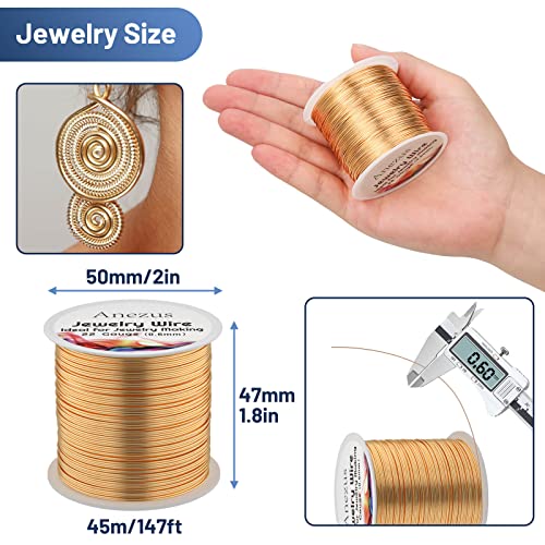 22 Gauge Jewelry Wire, Anezus Craft Wire Tarnish Resistant Copper Beading Wire for Jewelry Making Supplies and Crafting (KC Gold, 49 Yards/45 Meters) - color: KC Gold