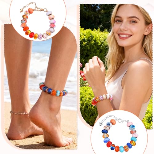 30 Pcs Snake Chain Charm Bracelet with Bracelet Helper - Adjustable DIY Jewelry Making Kit for Women, Gold & Silver Metal Bracelets with Heart Lobster Clasp Extender, Craft Supplies & Gifts