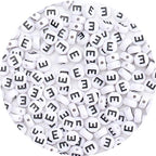 100Pcs Letter Beads 4x7mm White Round Acrylic Alphabet Beads Letter E Beads for Jewelry Making DIY Bracelets Necklaces Key Chains - color: E 100Pcs