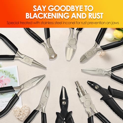Giwaelro Jewelry Pliers Set, 10 PCS Professional Pliers for Jewelry Making, Repair and Wire Wrapping