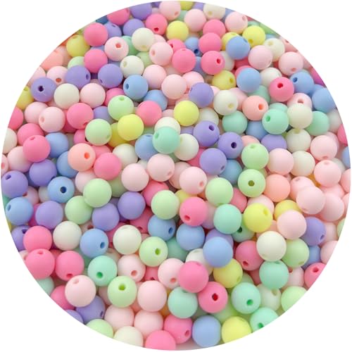 120Pieces 12MM Acrylic Round Beads Round Acrylic Balls Chunky Beads Smooth Spacer Plastic Pastel Beads Craft Beads for Necklace and Bracelet Making Crafting Supplies(173-matte Mixed Color) - color: 173-matte mixed color, size: 12MM