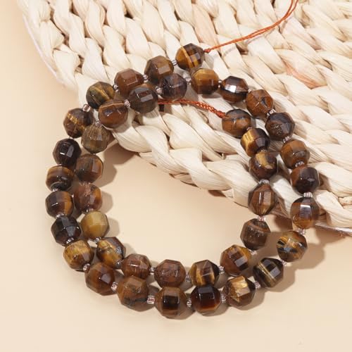 8mm Faceted Natural Tiger Eyes Stone Loose Round Semi Gemstone Beads for Bracelet Necklace Jewelry DIY Making - color: Tiger Eyes-1