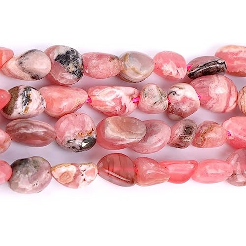 HAAMIIQII Natural Argentina Rhodochrosite Pebble Stone 5-8mm Small Irregular Freeform Tumbled Loose Gemstone Beads for Jewelry Making Strand 15 Inch (45-50pcs) - color: Argentina Rhodochrosite