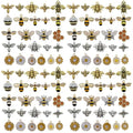 Youdiyla 50pcs Alloy Antique Silver Enamel Bee Daisy Set Pendant Jewelry Making DIY Keychain Earrings Pendant Various Design Charms for Jewelry Making Bracelets Necklace (SN1009) - color: SN1009