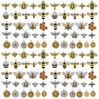 Youdiyla 50pcs Alloy Antique Silver Enamel Bee Daisy Set Pendant Jewelry Making DIY Keychain Earrings Pendant Various Design Charms for Jewelry Making Bracelets Necklace (SN1009) - color: SN1009