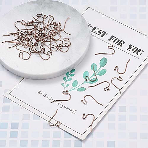 KISSITTY 100-Piece Red Copper French Hook Ball Dot Earwires 22x11mm Dangle Earring Wires Findings