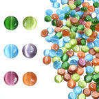 39pcs 10mm Mixed Colors Cat's Eye Coin Stone Loose Gemstone Beads Semi-Precious Craft Supplies for DIY Jewelry Making - color: Coin10mm Mixed Colors