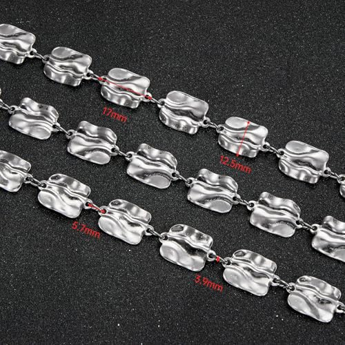 2 Yard Silver Chains for Jewelry Making Rectangle Link Chain Stainless Steel Chains Bulk - color: Silver Rectangle