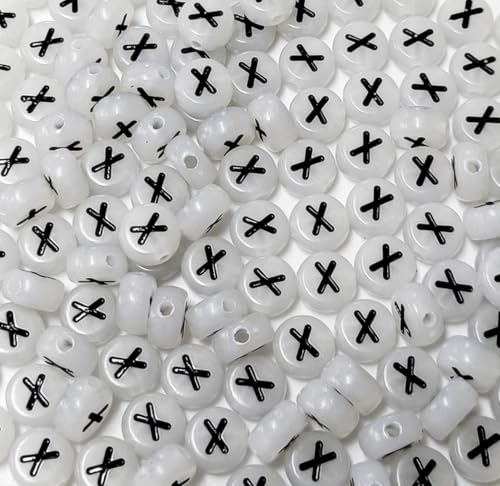 200PCS Letter Beads Glow in The Dark 4x7mm Acrylic Alphabet Letter X Beads for Jewelry Making Bracelet - color: X-200PCS