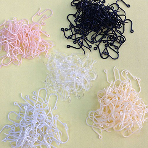 AKOAK 50pc 0.65mm Non-Allergenic Plastic Ear Wire Hooks Earring Findings fit DIY Jewelry (Gold) - color: Gold