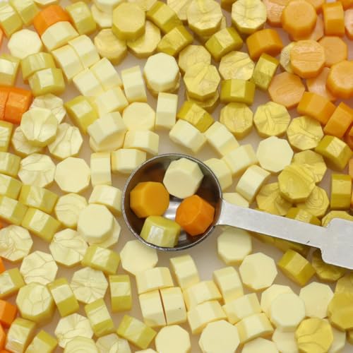 250Pcs Yellow Mix Sealing Wax Beads for WaxSeal Stamp, WaxSeal Beads Set with 5 Colors Perfect for Gift Sealing, Letter Wax Sealing (250, Yellow Mix) - color: Yellow Mix